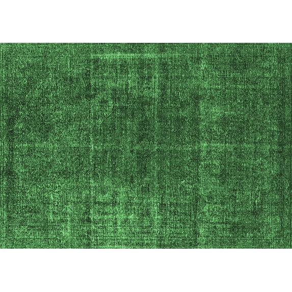 Ahgly Company Indoor Rectangle Oriental Emerald Green Industrial Area Rugs, 7' x 10'