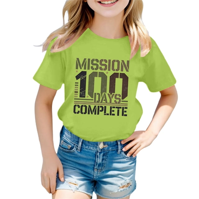 Icvfdpl T-Shirts pour Adolescentes, Imprimé Col Rond Manches Courtes T-Shirt Haut Doux pour la Peau Vacances 8-9 Ans
