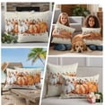 thumbnail image 5 of Orange Pumpkin Outdoor Waterproof Pillow Covers, Thanksgiving Fall Leaves Floral Beige Decorative Square Throw Pillowcase Sofa Cushion Sham for Patio/Couch/Chair, 18"x18" 2 Pack, 5 of 8