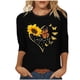 thumbnail image 1 of Tops de Cuello Redondo para las Mujeres Moda Impresa 3/4 Mangas Blusa Casual Top, Estante de Imitación, 1 of 5