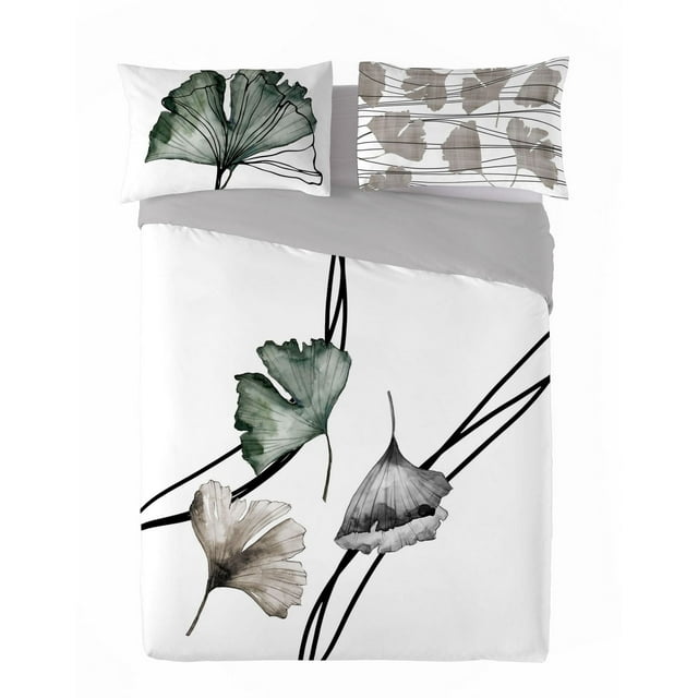Gouchee Home Daca King Duvet Cover Set – 3‑Piece Modern Botanical Print, Reversible Grey, 100% OEKO‑TEX Certified Cotton