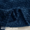 thumbnail image 3 of Exclusivo Mezcla Large Flannel Fleece Throw Blanket, Jacquard Weave Wave Pattern Blanket (50" x 70", Navy Blue), 3 of 9