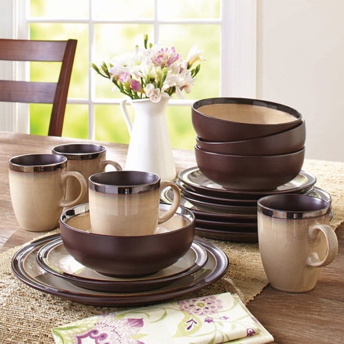 Better Homes Gardens 16 Piece Sierra Dinnerware Set Walmart