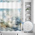 thumbnail image 2 of No Hook Shower Curtain, Blue White Ombre Shower Curtains for Bathroom with See Through Top Window, Watercolor Cloud Geometric Abstract Art Waterproof & Washable Bath Curtain Stall 48"x72", 2 of 9