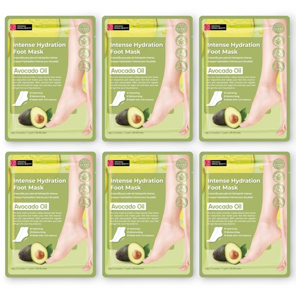 Mascarilla para pies Innerest Original Derma Beauty, 6 pares de aceite de aguacate