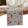 thumbnail image 3 of Christmas Table Runner Cardinal Bird Red Berry Table Runners Snowy Grey Cotton Linen Dresser Scarf Kitchen Dining Table Decor for Christmas Holiday Party Decor 13x36 Inch, 3 of 9