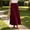 Wine, variant on IUYRTFE Women Elastic Waist Cotton Linen Midi Skirt Solid Color Casual A Line Skirt for Summer Vacation Daily Wear