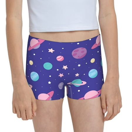 Pofeuu Space Print Soft Cotton Girls Boyshort panties Toddler Underwear-Large