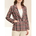 thumbnail image 6 of MODA NOVA Juniors Notched Lapel One Button Hip Length Houndstooth Blazer, 6 of 7