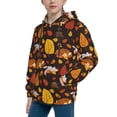 thumbnail image 2 of Picia Autumn Forest Small Animals Lazy Pattern Youth Hoodie - Warm Pullover Sweatshirt with Kangaroo Pocket, Ideal for Boys and Girls-Large, 2 of 6