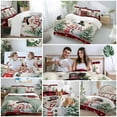 thumbnail image 5 of Christmas Snowman Duvet Cover Set Queen Size, Christmas Tree Snowflakes Red Plaid Linen Texture 4 Piece Soft Microfiber Bedding Set with 1 Duvet Cover, 1 Flat Sheet, 2 Pillowcases, 5 of 9