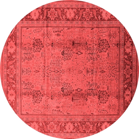 Ahgly Company Indoor Round Oriental Red Industrial Area Rugs, 4' Round