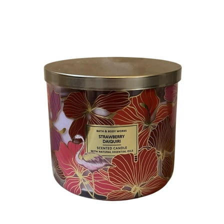 Bath and Body Works White Barn Strawberry Daiquiri Scented 3-wick Candle (14.5 OZ / 411 G)