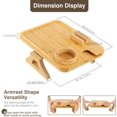 thumbnail image 2 of Kssiaz Couch Arm Tray  Bamboo Sofa Tray Table for Couch  Sofa Armrest Tray Table  -Slip Armrest Organizer  Foldable Couch Cup Holder for Snacks  Phone  Control  Cups  Natural, 2 of 9