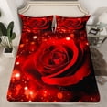 thumbnail image 2 of Manfei Romantic Rose Twin Sheet Sets,Valentine'S Day Twin Fitted Sheet,Red Flower Floral Flat Sheet For Girl Teens,Breathable Home Decor,3-Piece, 2 of 7