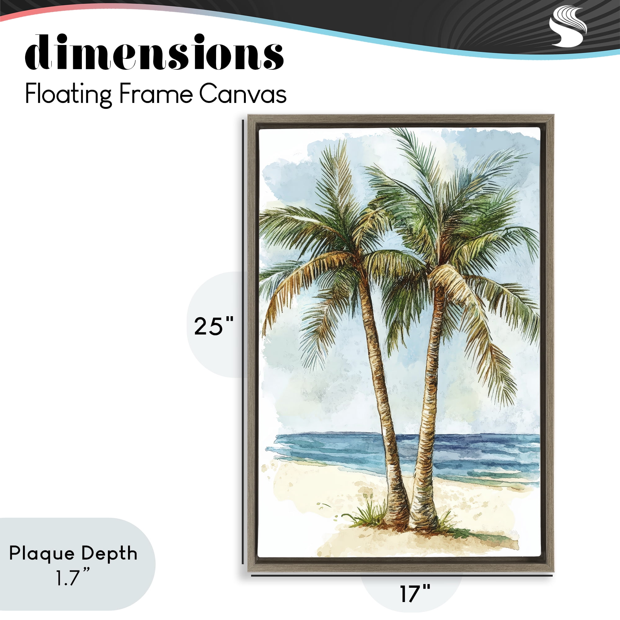 Stupell Industries Illustrated Palm Tree Duo Brown Framed Floater Canvas Wall Art, design by Petal Prints Design