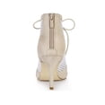 thumbnail image 2 of BLISSFUL STEP Women Mesh Lace Up Stiletto Heels Ankle Boots Beige 7.5, 2 of 6