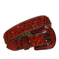 thumbnail image 2 of Tengmei Rhinestone Belt for Men Women Western Cowboy Cowgirl Bling Studded Leather Belt for Jeans Pants Shinnyred,XL(50inch), 2 of 7