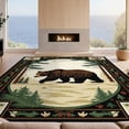 thumbnail image 2 of Design&I 9'x12' Washable Area Rug Cabin Wildlife Sunset Border Woodland Bathroom Medieval Print for Master Suite, Under Bed, Sleek Flatweave Pet Friendly, 2 of 7