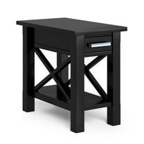 Simpli Home Kitchener Solid Wood Narrow Side Table in Black