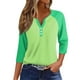 thumbnail image 2 of Fiudx Ofertas de La Semana Blusas Estampadas con Bloques de Color Informales para Mujer, Top con Cuello En V y Botones, Manga 3/4, Hombro a Manga, 2 of 5