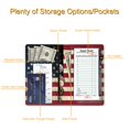 thumbnail image 3 of Fintie Server Book Organizer with Zipper Pocket, PU Leather Restaurant Guest Check Presenters Card Holder for Waitress Waiter Bartender, US Flag, 3 of 7
