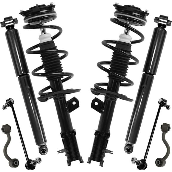 Detroit Axle - AWD 8pc Struts Shocks Kit for 2012 2013 Nissan Rogue 2014 2015 Rogue Select, 2 Front Struts with Coil Springs 2 Rear Shock Absorbers 4 Front Rear Sway Bars Replacement Suspension Kit