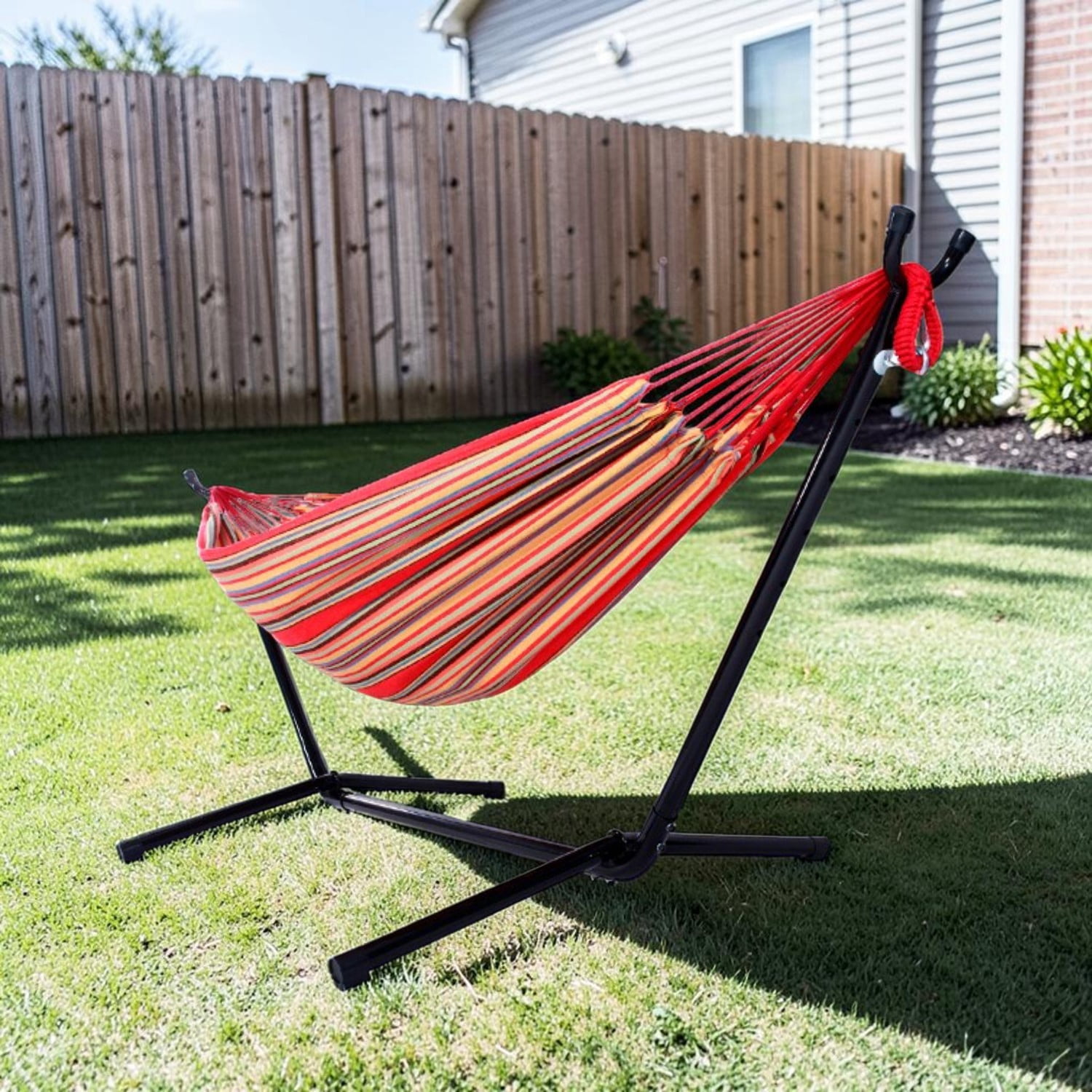 Tcbosik Hammock with Stand, Portable Hammock with Carrying Bag for Indoor & Outdoor, Patio, Garden, Porch, Balcony, Backyard, Red