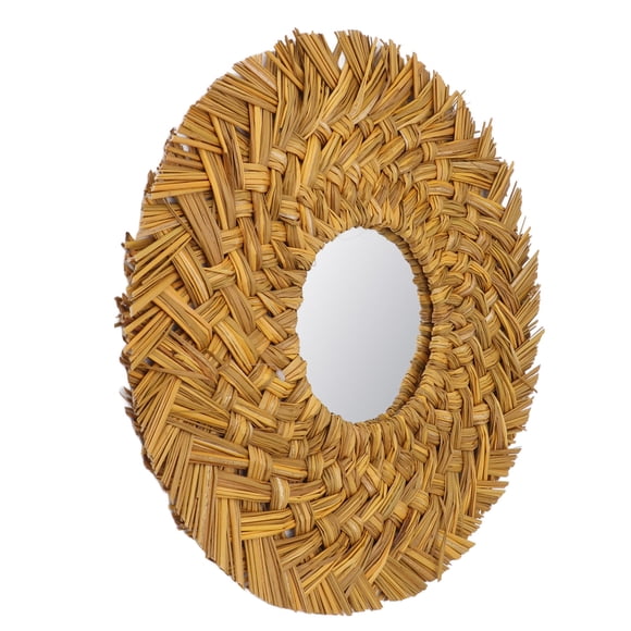 Espejo De Pared De Tejido De Paja, Espejo Colgante Hermoso Retro, Espejo Colgante De Pared Tejida Para Dormitorio, Sala De Estar, , Cocina