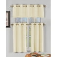 thumbnail image 1 of Champagne Beige 3 Pc Kitchen Window Curtain Set with Silver Metal Grommets: 1 Valance, 2 Tier Panels, 1 of 1