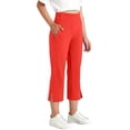 thumbnail image 2 of Miluxas Girls Capri Yoga Pants with Pockets Capris Leggings Dressy Casual Stretch Crop Lounge Straight Open Bottom Summer Orange 14-15 Years, 2 of 8