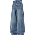 thumbnail image 2 of Barrel Jeans Mens Y2K Denim Pants Casual Baggy Jeans Elastic Waist Jeans for Mens Blue XL, 2 of 4