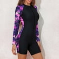 thumbnail image 1 of TaTaai Women Full Zip Long Sleeve One Piece Surfing Wetsuit Printed Modest Diving Swimsuit Stretch Ladies Beach Sports Vacation Wear UV Protection Comfortable Swimwear Gift, 1 of 7