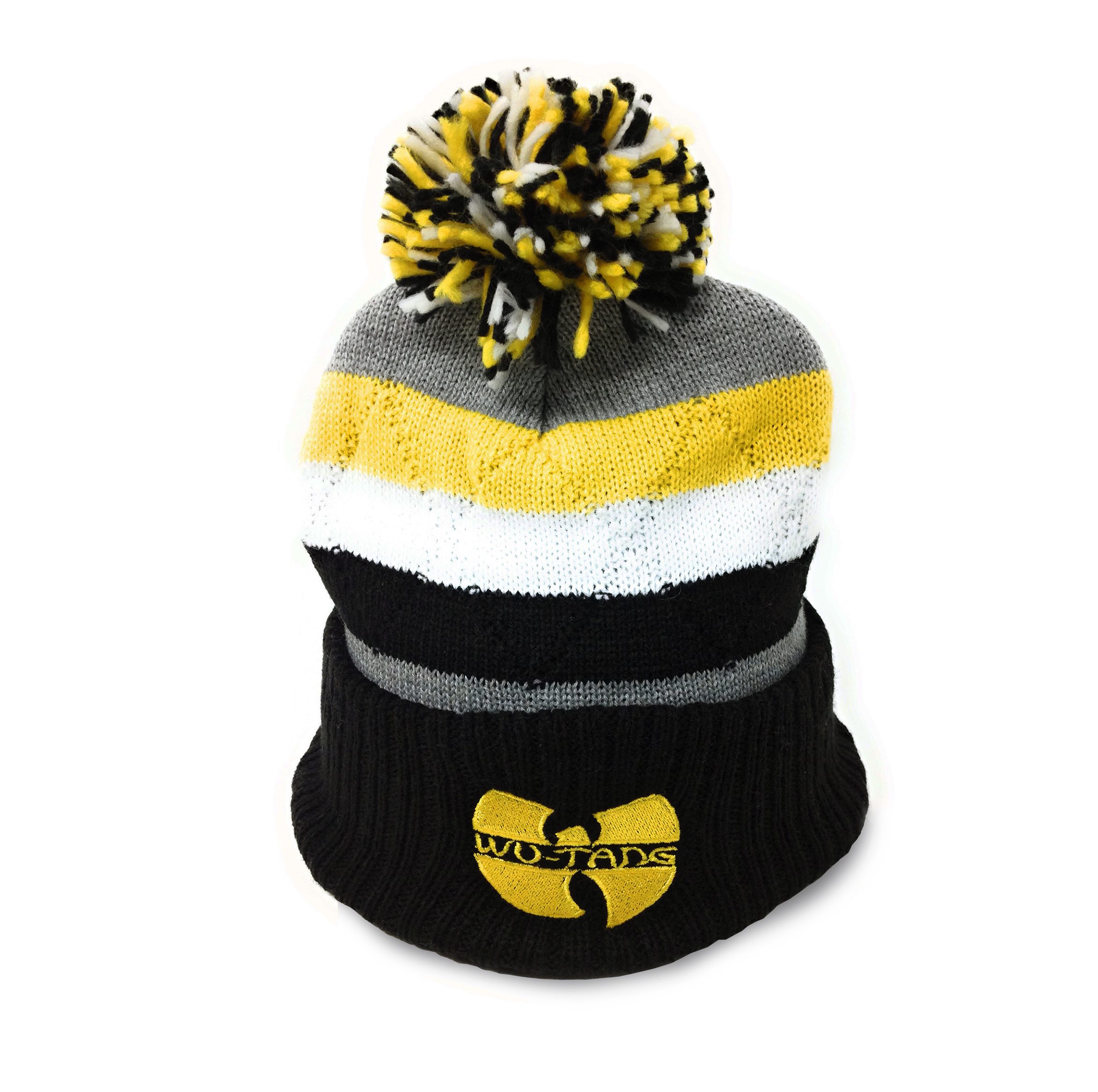 Black Cuff Stripe Knit Beanie 