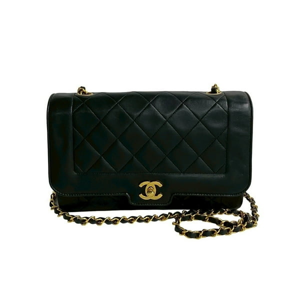 Pre-Owned CHANEL Matelasse Coco Mark Lambskin Chain Shoulder Bag in Black j23-2 (Good)