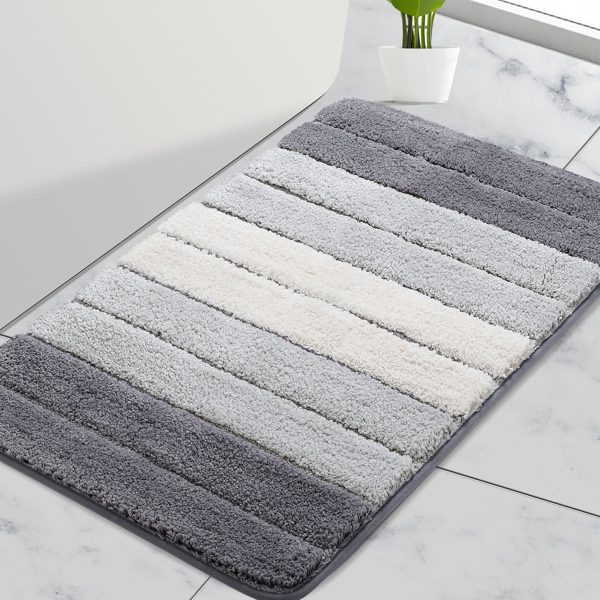  Color&Geometry Gray Bathroom Rugs - Absorbent, Non