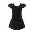 thumbnail image 6 of ZACPNCV Ballet Leotards for Girls Toddler Dance Leotards Short Short Sleeve Skirt Ballerina Outfits Black 4-5 Years, 6 of 7
