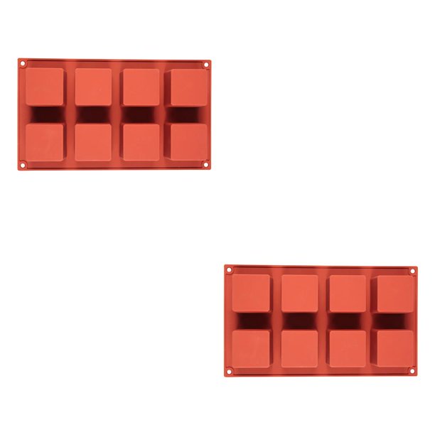 Moyic Molde de silicona 3D cuadrado Mousse pastel hornear molde postre hornear para gelatina helado hogar cocina herramienta pastel molde 8 bloques 2piezas