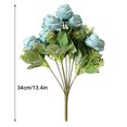 thumbnail image 2 of Ramo de flores falsas de la ceremonia de la boda de la decoración floral de la simulación de la flor de rosa artificial de 9 cabezas, azul Yuarrent HA8171-03B, 2 of 6