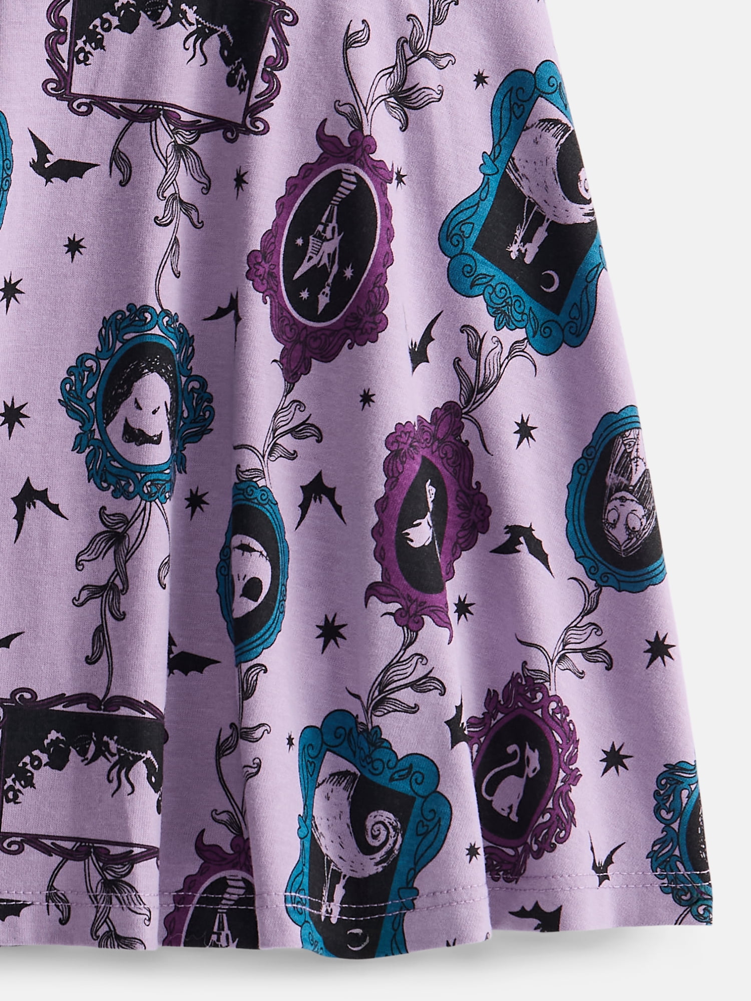 The Nightmare Before Christmas Girls Print Skater Dress with Short Sleeves, Sizes 4-12
