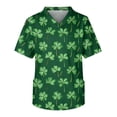 thumbnail image 1 of OIOLOYJM Sarrau de la Saint-Patrick pour Hommes, Imprimé de Trèfles, Tunique à Col en V, Sarrau d'Infirmier Doux et Durable, Uniforme d'Infirmier Grande Taille, Haut de Sarrau à Manches Courtes avec Poches, Turquoise m, 1 of 6
