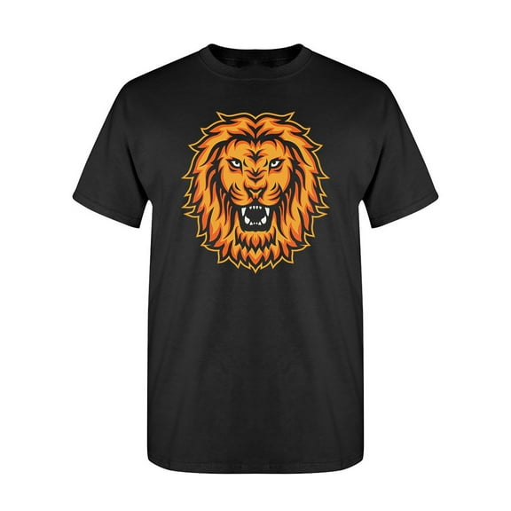 Angry Lion Head Graphic T-Shirt Men -Image by Shutterstock, Male x-Large