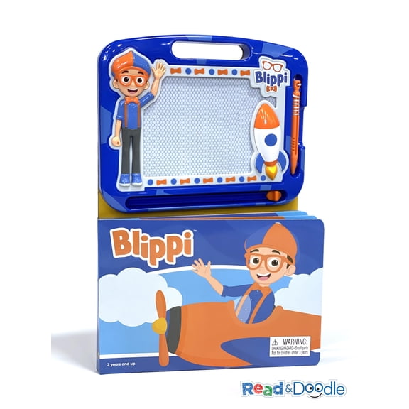 Pre-Owned Blippi Read & Doodle - Learning resources for kids, a magnetic drawing pad, an easy-to-use pen, 22-page board book for reading and drawing