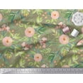thumbnail image 3 of Soimoi Green Poly Georgette Fabric Leaves & Ranunculus Floral Printed Craft Fabric by the Yard 52 Inch Wide, 3 of 3