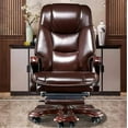 thumbnail image 2 of Kinnls Fully Reclining Jones Massage Office Chair,Genuine Leather Managerial Executive Home Office Desk Chairs Swivel Task Chair, Adjustable Back and Retractable Footrest, 2 of 9