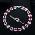 thumbnail image 2 of Silver Plated Rose Red Cubic Zircon Marquise Leaf Chain Link Bracelet for Women, 2 of 8