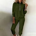 thumbnail image 2 of Wutalume Women's Fashion 2-Piece Solid Color Sweatshirt Set, Long Sleeve Top and Jogger Pants, Casual Sportswear Outfit,Army Green L, 2 of 5