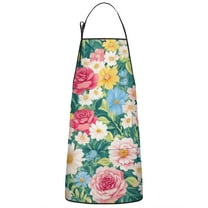 Pioneer Flower Floral Print Pattern Apron-Garden Aprons for Women with Pockets-Cotton Linen Waterproof Kitchen Cooking Gardening Aprons Adjustable for Kitchen,Cooking,BBQ and Salon 33x27 Inch