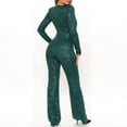 thumbnail image 3 of Rciityk Womens Jumpsuits Long Sleeve Casual Sequin High Waist Rompers Solid Color V Neck Straight Loose Pants Overalls Dress Fashion Clothes, 3 of 5