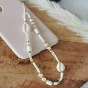 Travelwant Cell Phone Charm,Universal Mobile Phone Lanyard Cute Kawaii Rainbow Color Girly Style Soft Ceramic Pearl Seashells Beads Phone Chain Wrist Strap